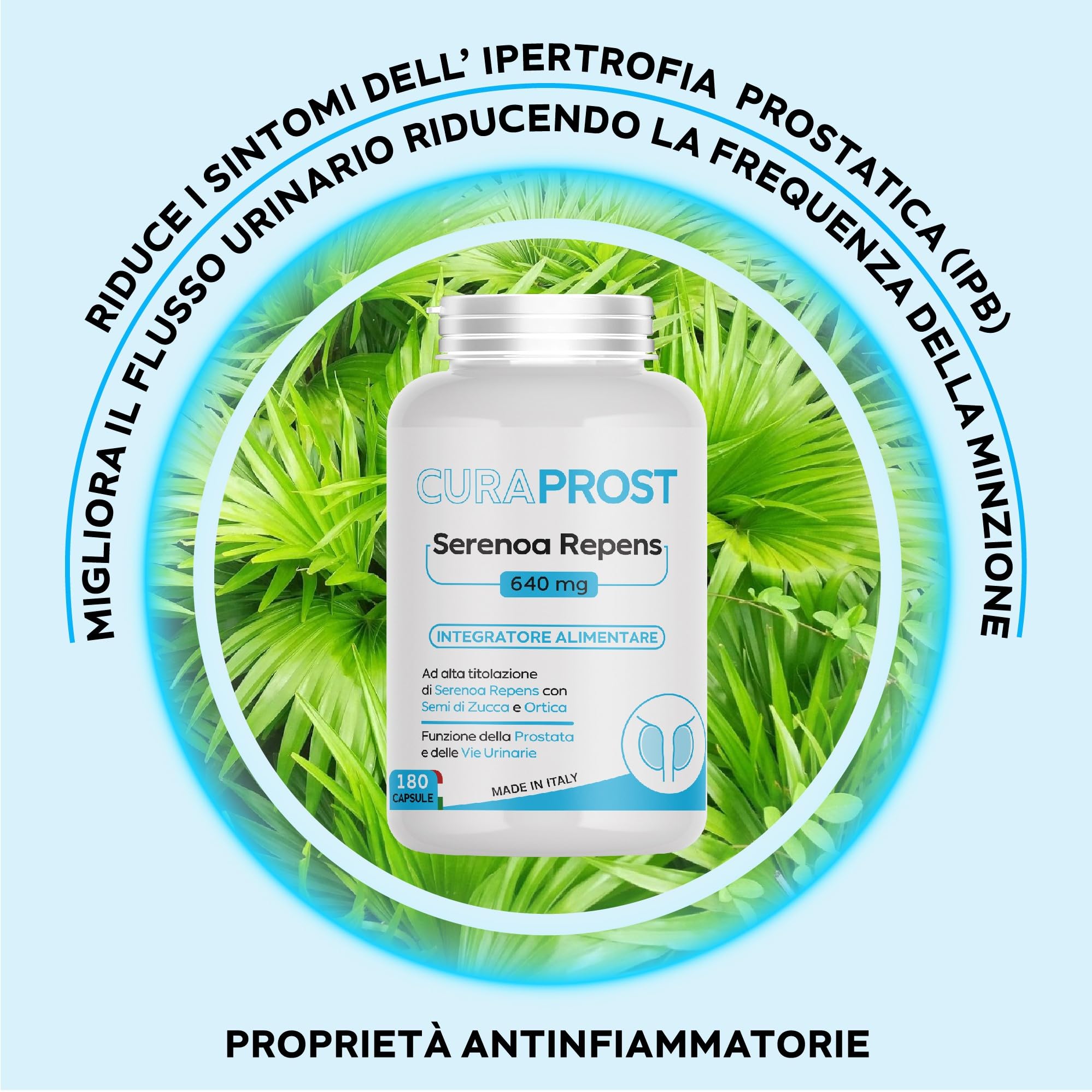 Serenoa repens prostata Integratore Prostata 640 mg - 180 Capsule - Saw palmetto -Formula Complex - integratore Uomo benessere delle vie Urinarie