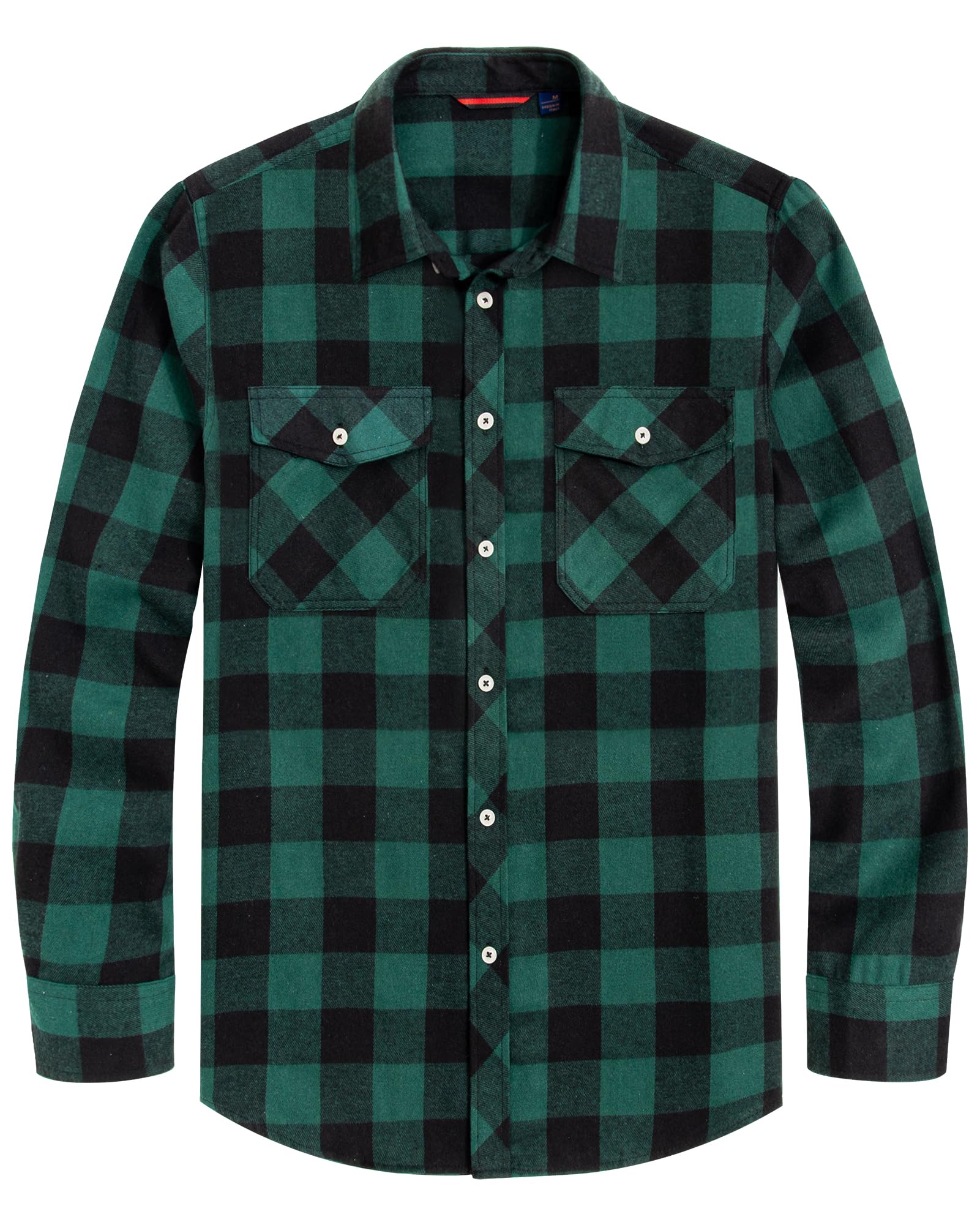 Mens Flannel Shirts Check Long Sleeve Lumberjack Plaid Casual Button Down Shirt with Pocket