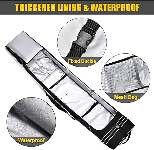 Miniatura 4 de Partage Bolsa de snowboard con ruedas, bolsa de snowboard para viajes aéreos, longitud ajustable hasta 66.9 in, Oxford resistente al agua 600D -