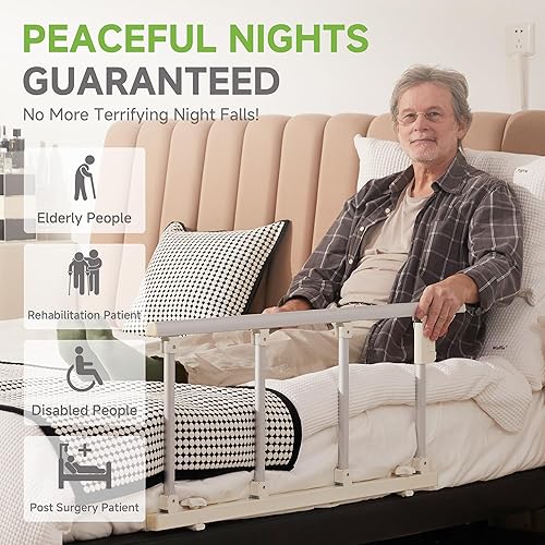 Miniatura 7 de Real Relax Rieles de cama para adultos mayores, barandillas plegables para personas mayores, se ajustan a tamaño matrimonial, individual, king,