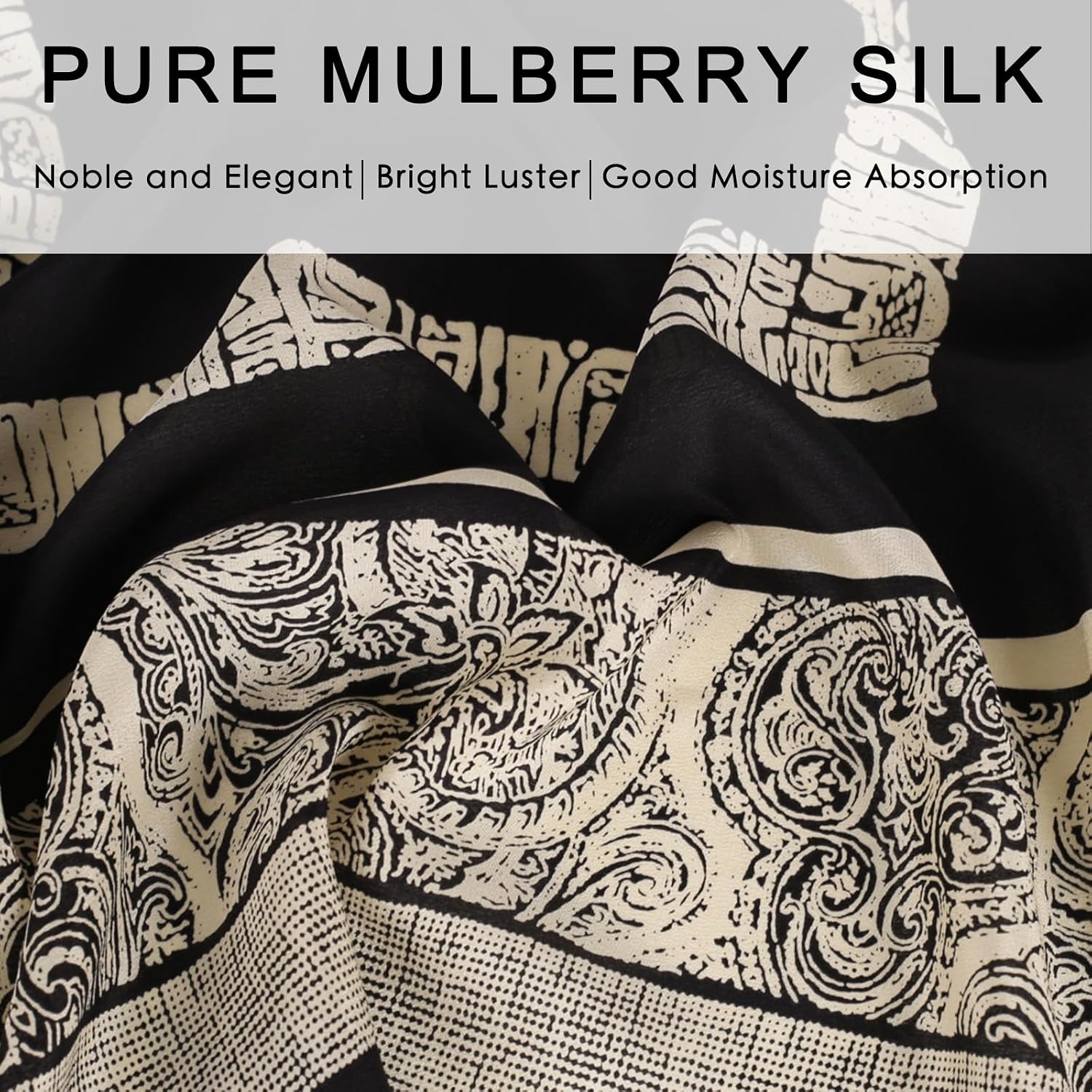 EXTREE 100% Pure Mulberry Silk Scarf Fashion Hair for Women Scarf Lightweight Square Neckerchief 27.5× 27.5 inches