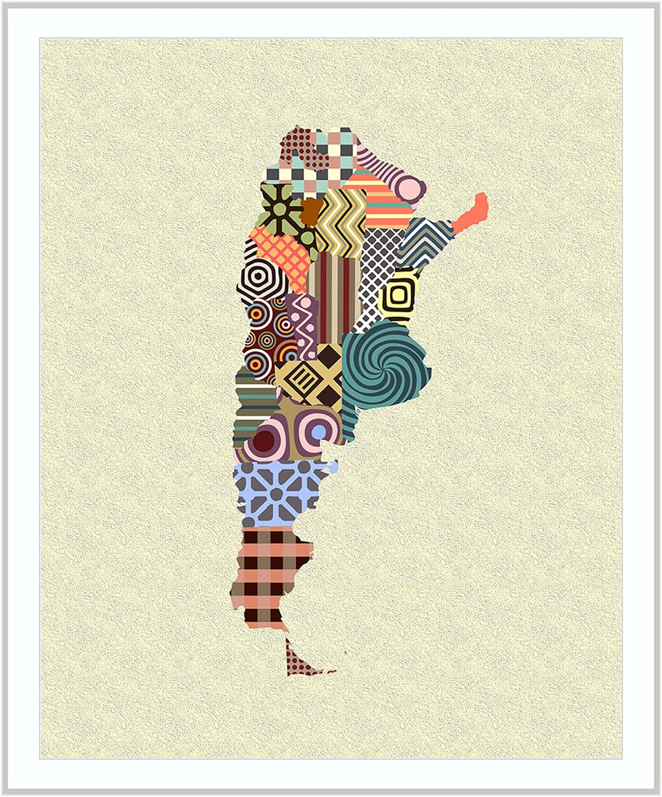 Argentina Map Buenos Aires Art Print South America Canvas Wall Décor Unframed