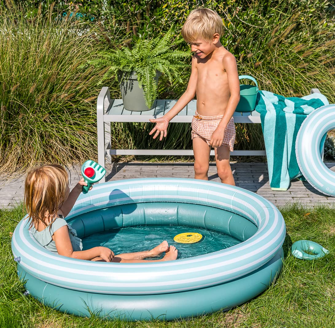 Quut Dippy Piscine Gonflable PVC Premium 0.30mm 120cm Diamètre Pataugeoire Ronde 2 Boudins Vert Jardin