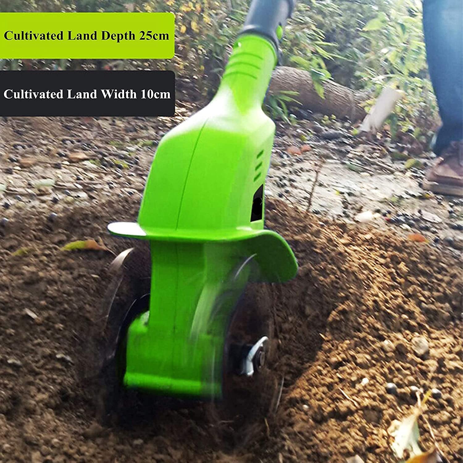 Cultivador de cultivador eléctrico inalámbrico, cultivador de jardín con batería de 20 V 250 RPM, longitud de agarre ajustable, cultivadores eléctricos for excavación, eliminación de malezas y amplifi