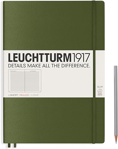 Miniatura 25 de LEUCHTTURM1917 - Cuaderno de tapa dura Master Slim A4+ - 123 páginas numeradas para escritura y diario (negro, a rayas)
