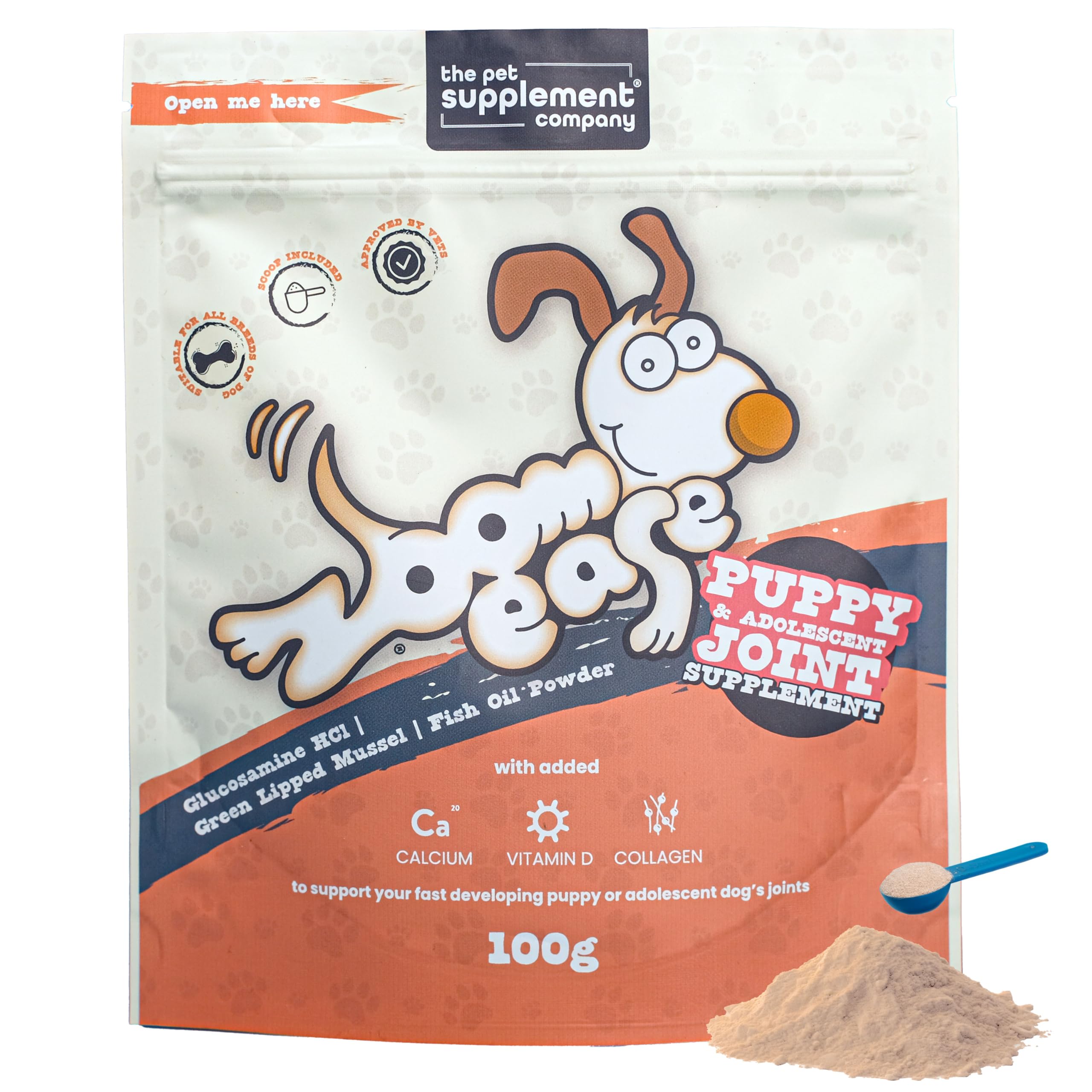 Joint Puppy Supplement | Support your fast developing puppy or adolescent dogs joints | With Glucosamine, Green Lipped Mussel, Fish Oil Powder | 100g Powder