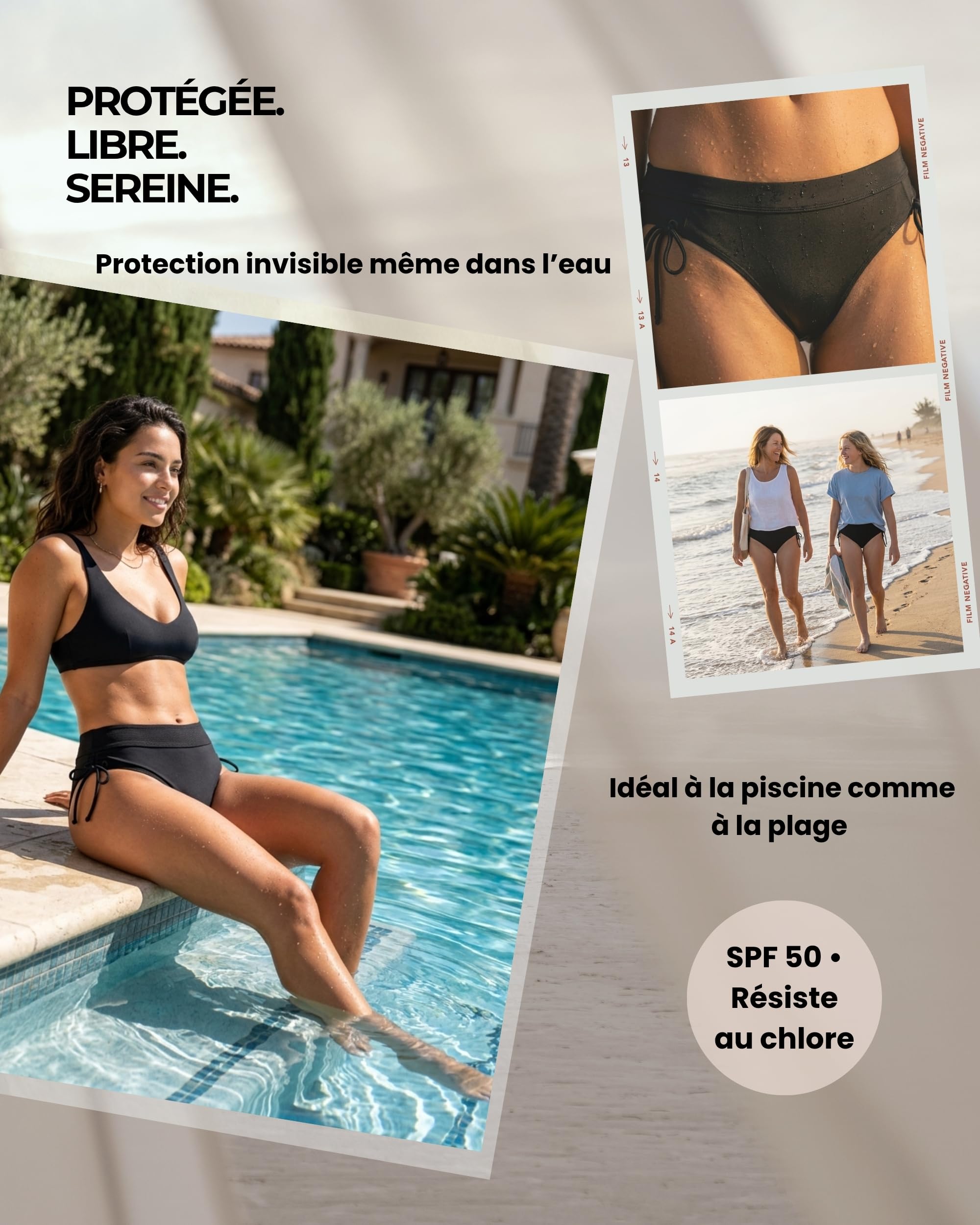 Maillot de Bain Menstruel Adolescente & Femme | Technologie AquaSecure | Flux Léger et Moyen | Bas de Maillot de Bain Menstruel | Natation, Piscine & Mer | Jeune Fille et Ado | Écologique et Oeko-TEX