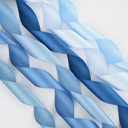 Miniatura 5 de MAYREEL Cinta de satén azul polvoriento, de 1 pulgada, color azul pizarra para envolver regalos, bodas, despedidas de soltera, manualidades, 6
