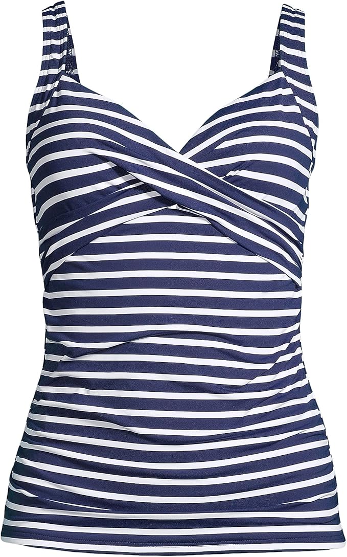 Lands' End Women's Wrap Underwire Tankini Top Swimsuit