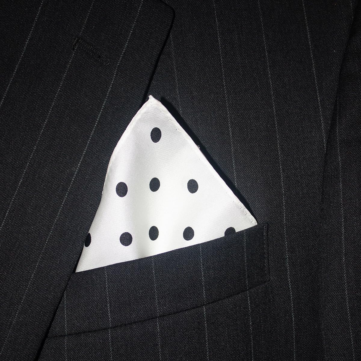 Royal Silk White Polka Dot Silk Pocket Square 100% Silk - Full-Sized 16