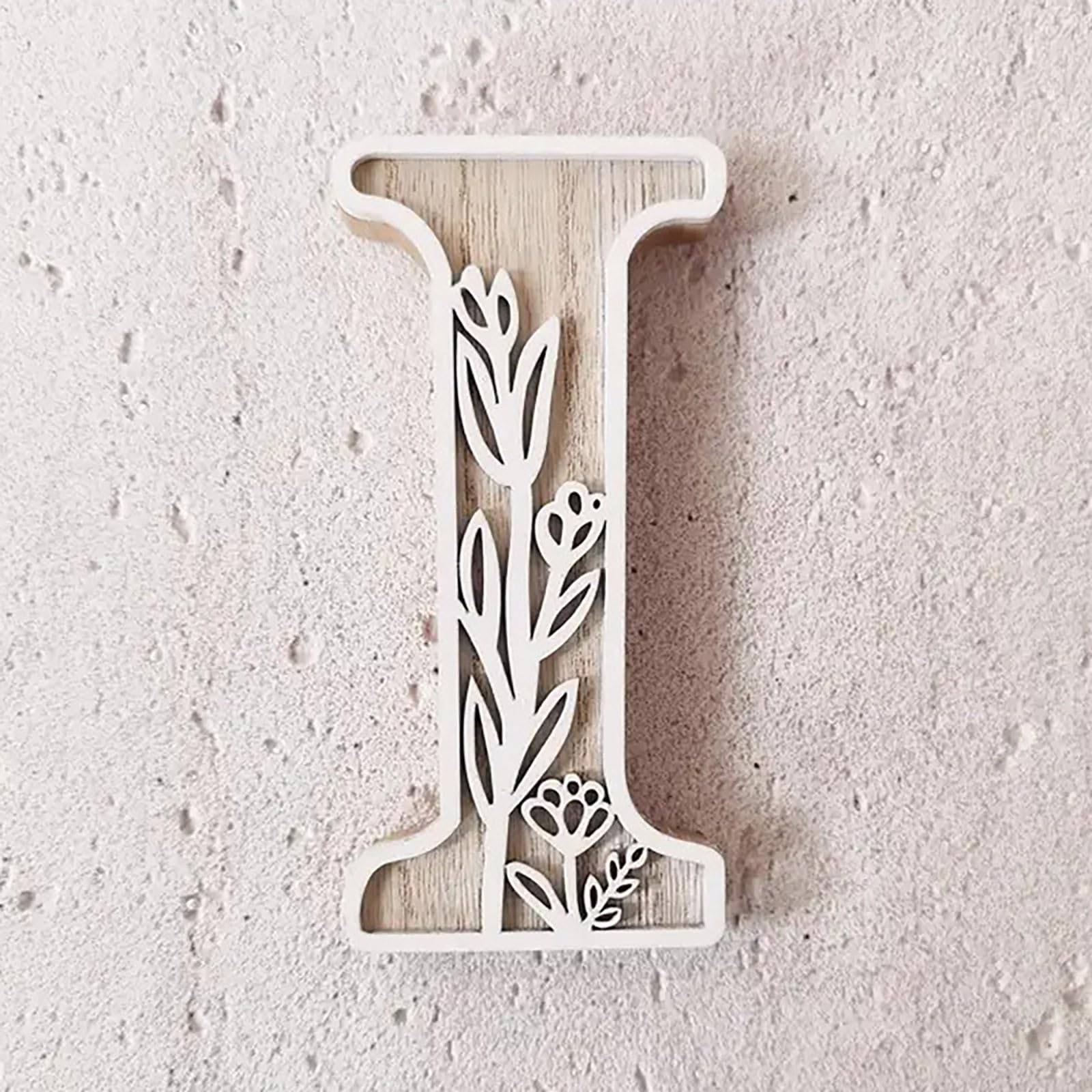 5 26 Letters for Wall Decoration Flowers Can Be Painted on Wood Children's Room Letters Wooden Letters for Crafts Name Tags Wedding Home Decoration (I, One Size)