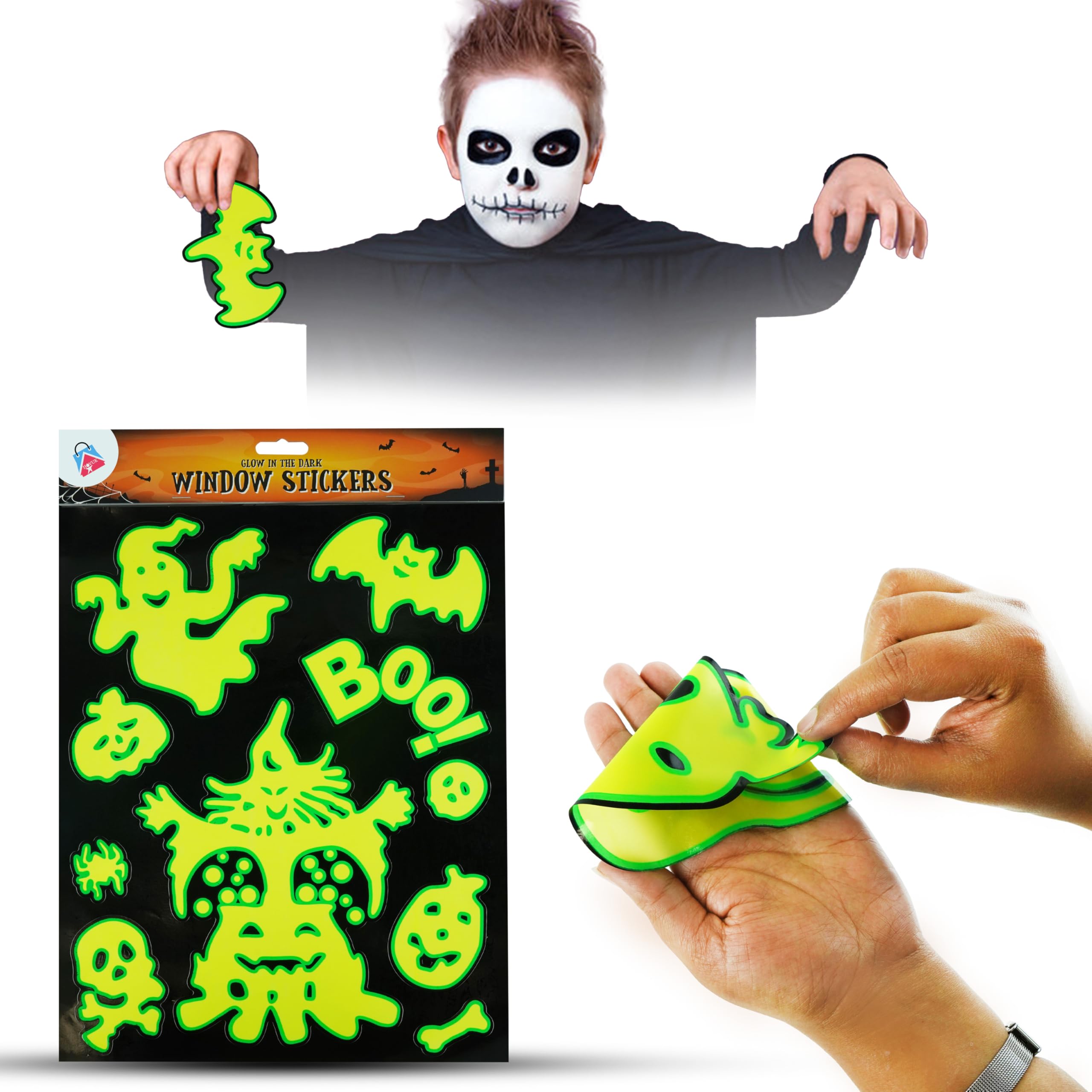 Halloween Window Cling Stickers Self Adhesive Halloween Decals Glow in The Dark Stickers Decoration (Halloween Stickers Design 4)