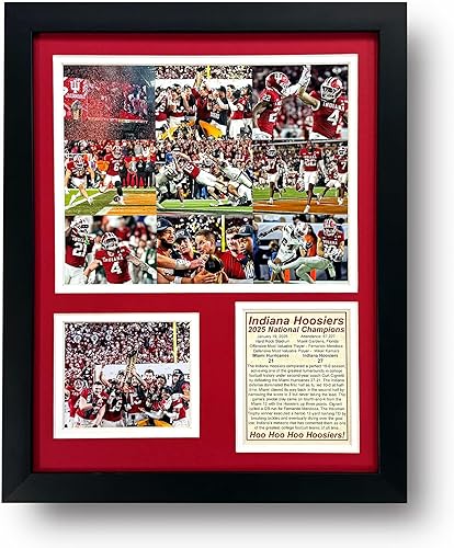 Indiana Hoosiers  Campeones Nacionales CFP 2025  Recuerdos coleccionables de fútbol Hoosier  Imagen enmarcada y regalo de collage de fotos, arte de