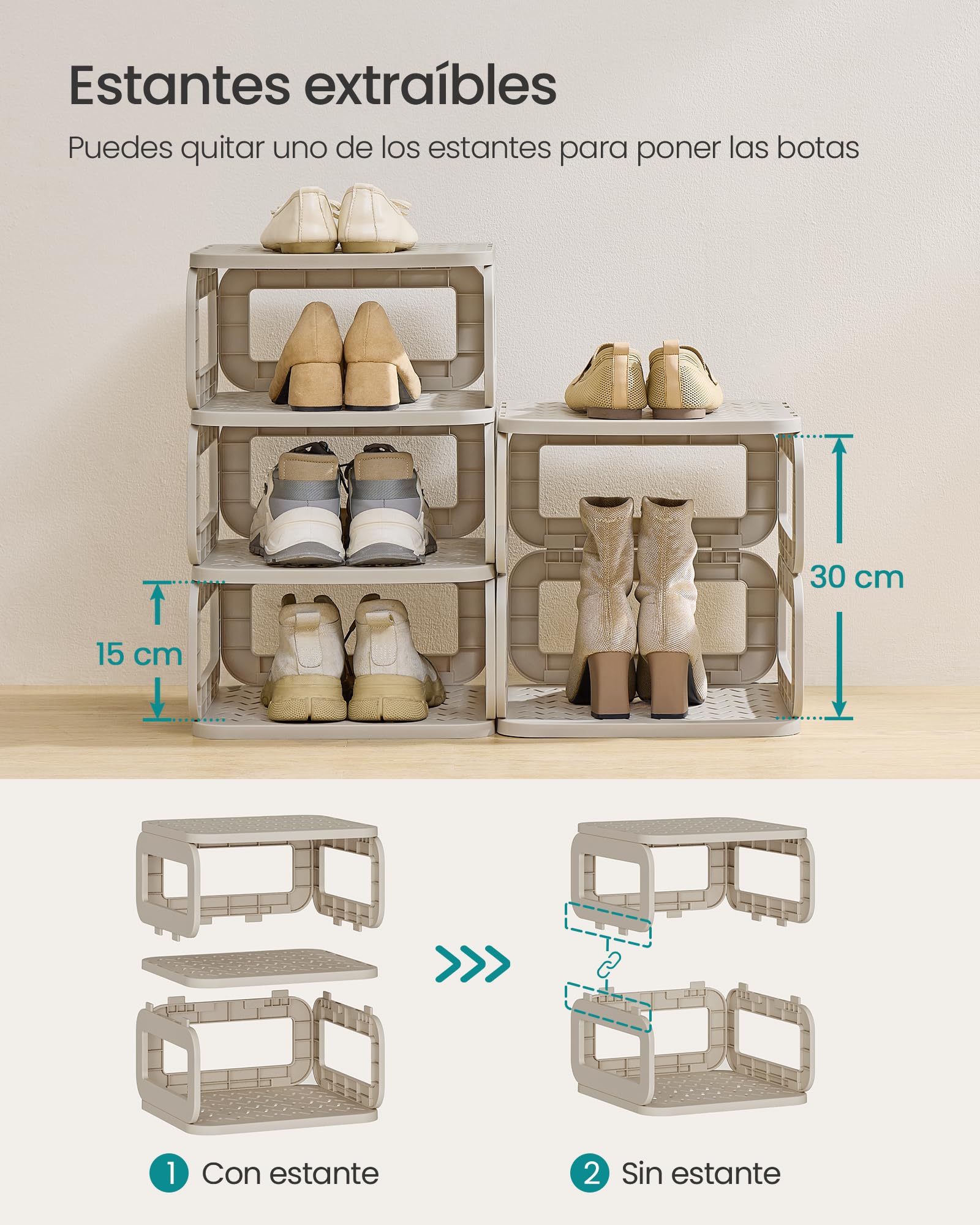 SONGMICS Scarpiera Salvaspazio Slim, 10 Scomparti, Scaffale Porta Scarpe, Aperto, Scarpiera Ingresso Corridoio Entrata Bagno, Beige Cappuccino LPC038K01 | Estantería para Zapatos, Almacenamiento Abierto, para Entrada, Pasillo, Baño, Beige Capuchino, Colec