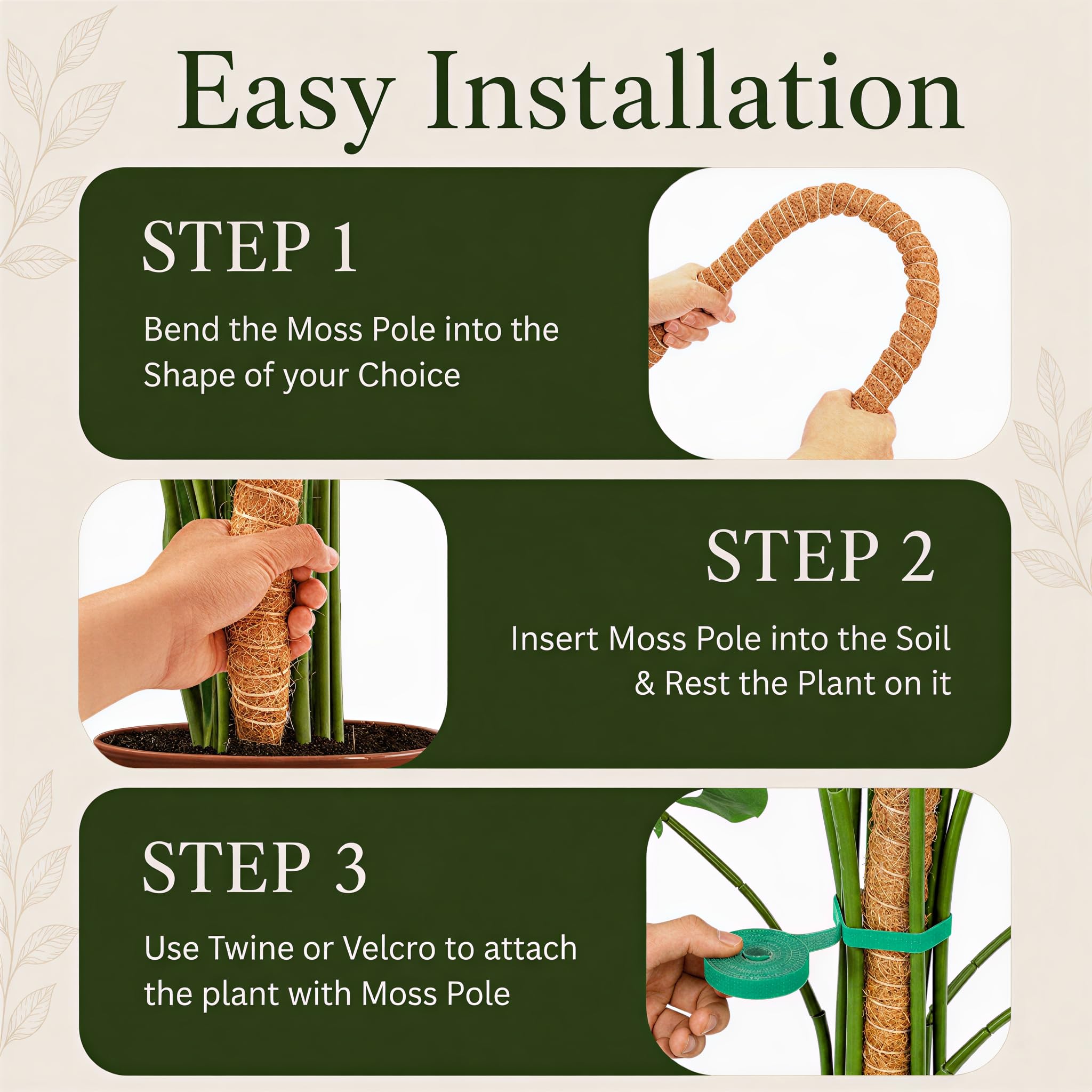2 Stück 76,2 cm Moosstange für Pflanzen Monstera, hohe Moosstangen für Kletterpflanzen, Monstera, handgefertigte Kokosfaser-Pflanzenstange, Monstera-Pflanzenstütze für Pflanzenwachstum