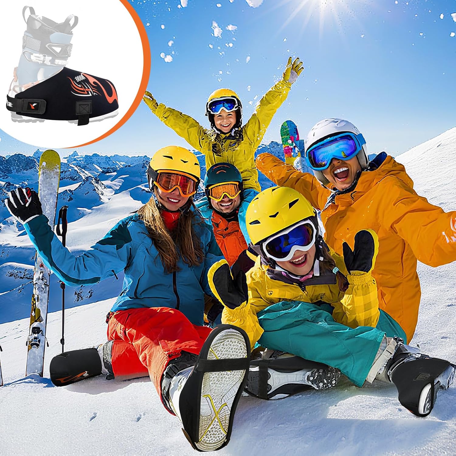 Ski Boot Covers, 2 Pairs Ski Boot Glove Keep your Feet Dry & Warm, Neoprene Waterproof for Skiing Accessories Gift