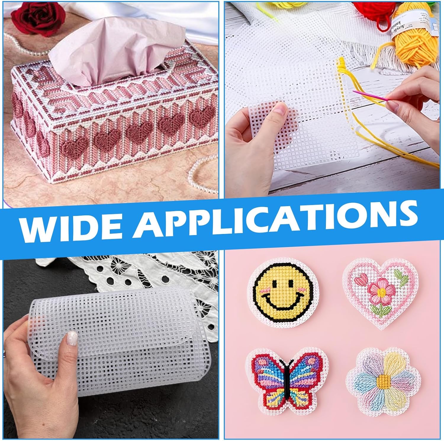16 Pcs Mesh Plastic Canvas Sheets 5 Count Large Holes Plastic Canvas for Embroidery Crafting, Acrylic Yarn Crafting, Knit and Crochet Projects (21 x 13.1 Inch)