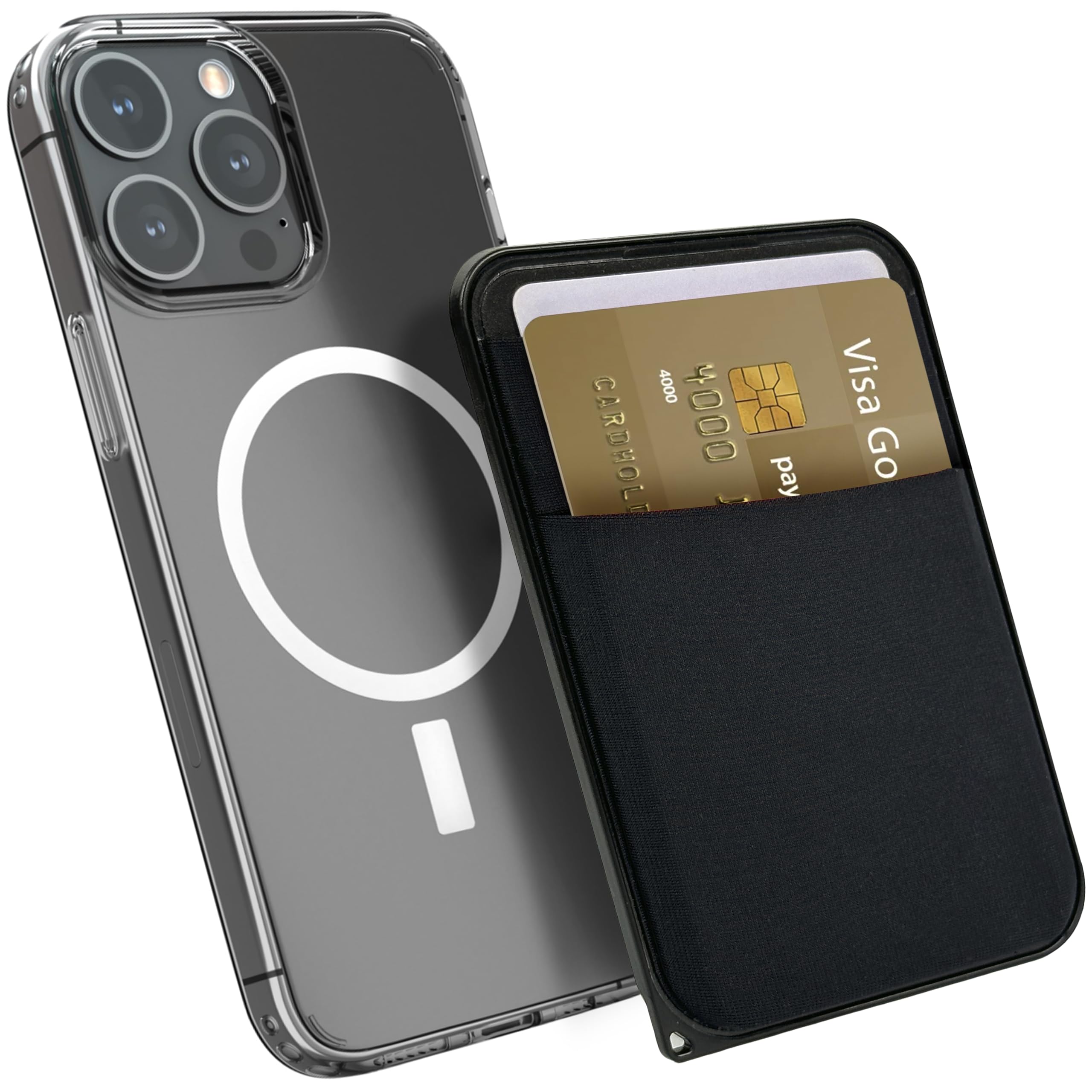 MyGadget Magnetic Magsafe Wallet - Double Card Holder - Compatible with Apple iPhone 15, Black, Double Cardholder