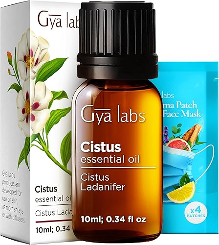 Gya Labs - Aceite esencial de cistus para el alivio del dolor, aceite natural de cistus para el cuidado de la piel y la respiración, 100 % puro, de