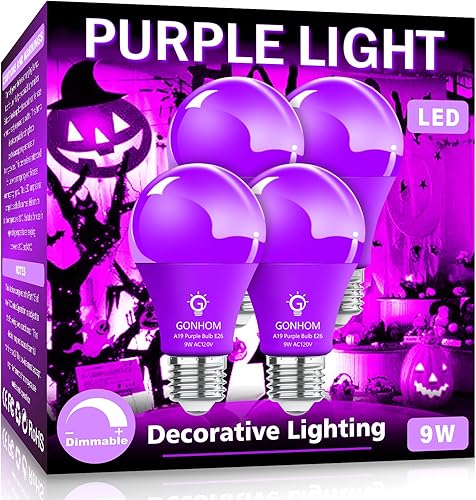 Miniatura 8 de Paquete de 8 bombillas LED naranja A19, 9 W equivalentes a 100 W, bombillas de color naranja, base E26 para bombillas de Halloween, día de Acción de