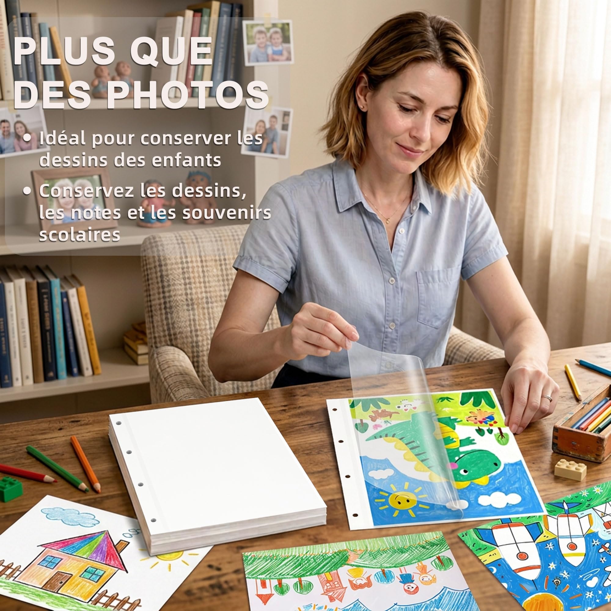 Vienrose Recharges pour Album Photo Adhésif Classeur à 4 Anneaux, 200 Pages