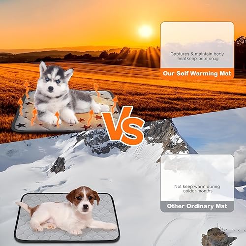 Vista 3 de Namalu Paquete de 4 Camas Autocalentables para Gatos, Alfombrilla Calefactora para Gatos, Patrón de Estrella, Almohadilla Suave para Jaula de Perro