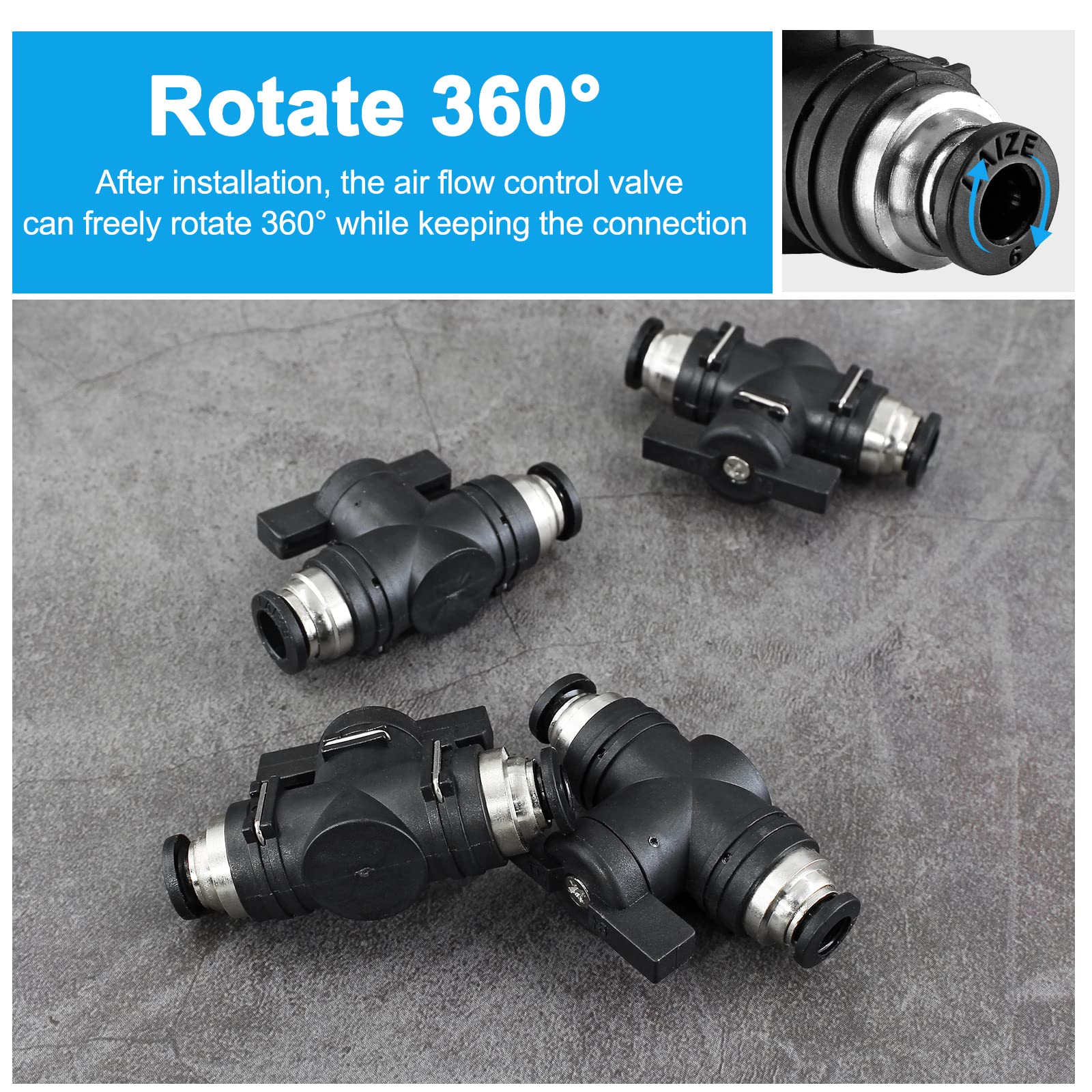 2 Valves De Réglage De Débit D'air 8mm, Raccord Rapide Push-in 5/16" - Pour Air, Eau, Huile - 2 Pièces Neuves