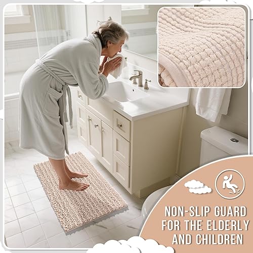 Miniatura 6 de Yimobra - Tapete de baño de felpilla de 24 x 17 pulgadas, extrasuave, antideslizante, absorbente, secado rápido, lavable a máquina, para ducha,