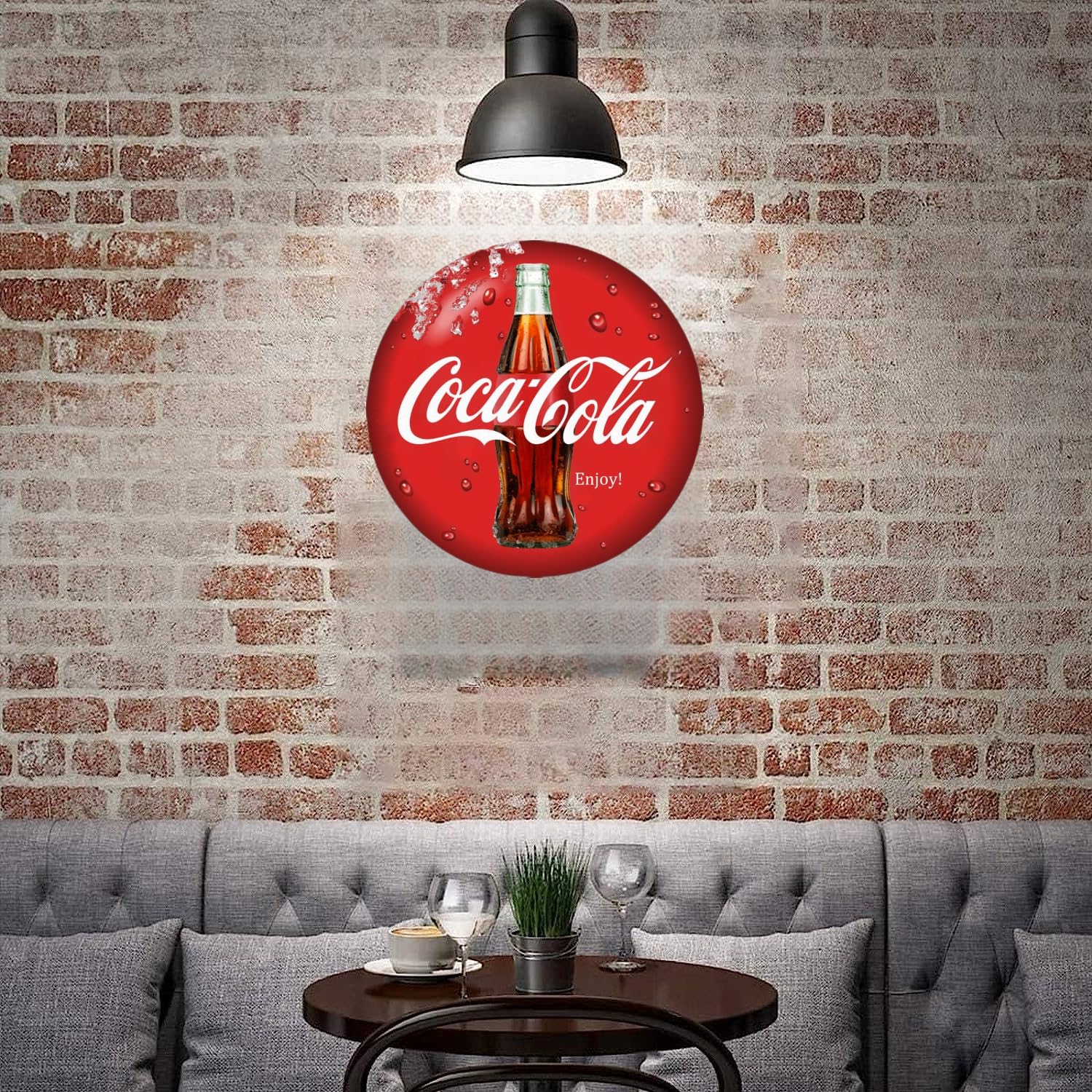 Coca-Cola 丸　看板 2個セット Enjoy Coca Cola Round Tin Sign, Retro Metal Round Tin Signs Decor