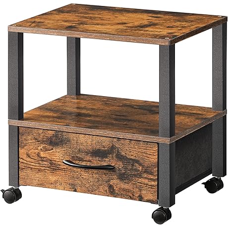 HOOBRO Printer Stand, Under Desk Printer Table with Storage, Rolling Small Printer Stand on Wheels