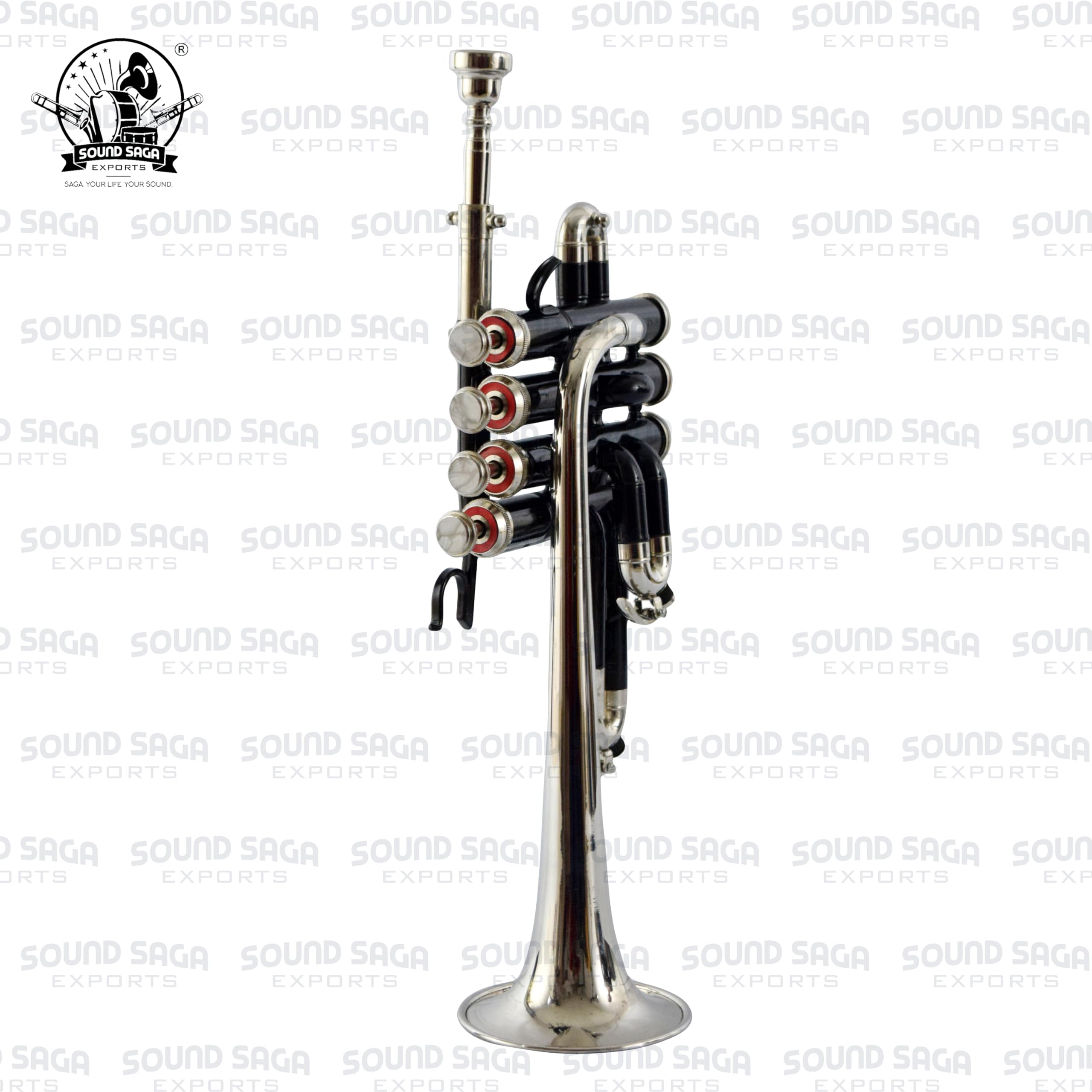 Piccolo Bb Pitch Trumpet Including Mouthpiece and Carry Case (Black Silver)