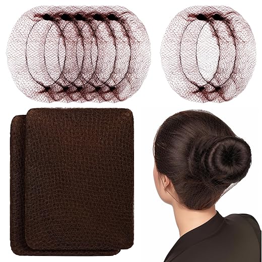 LEOBRO Brown Hair Nets, 60 pcs Hair Nets for Food Service Workers, Invisible Nylon Hair Nets for Women and Men, Kitchen Hairnets for Foodservice, Hair Nets for Buns, 24 inches