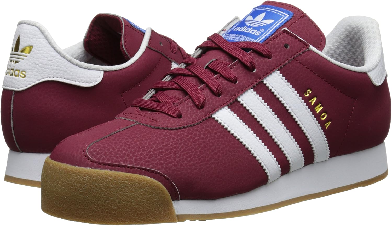 adidas Originals Men's Samoa Retro Sneaker Shoe, Collegiate Burgundy/Running White/Metallic/Gold, 10 M US