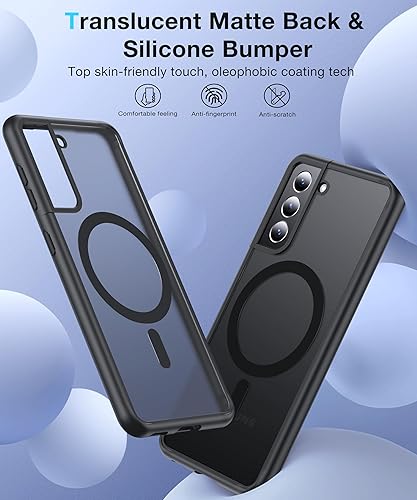 Miniatura 2 de NO.1 - Funda magnética para Samsung Galaxy S21 con MagSafe prueba de caídas de grado militar mate translúcido antihuellas parachoques de silicona