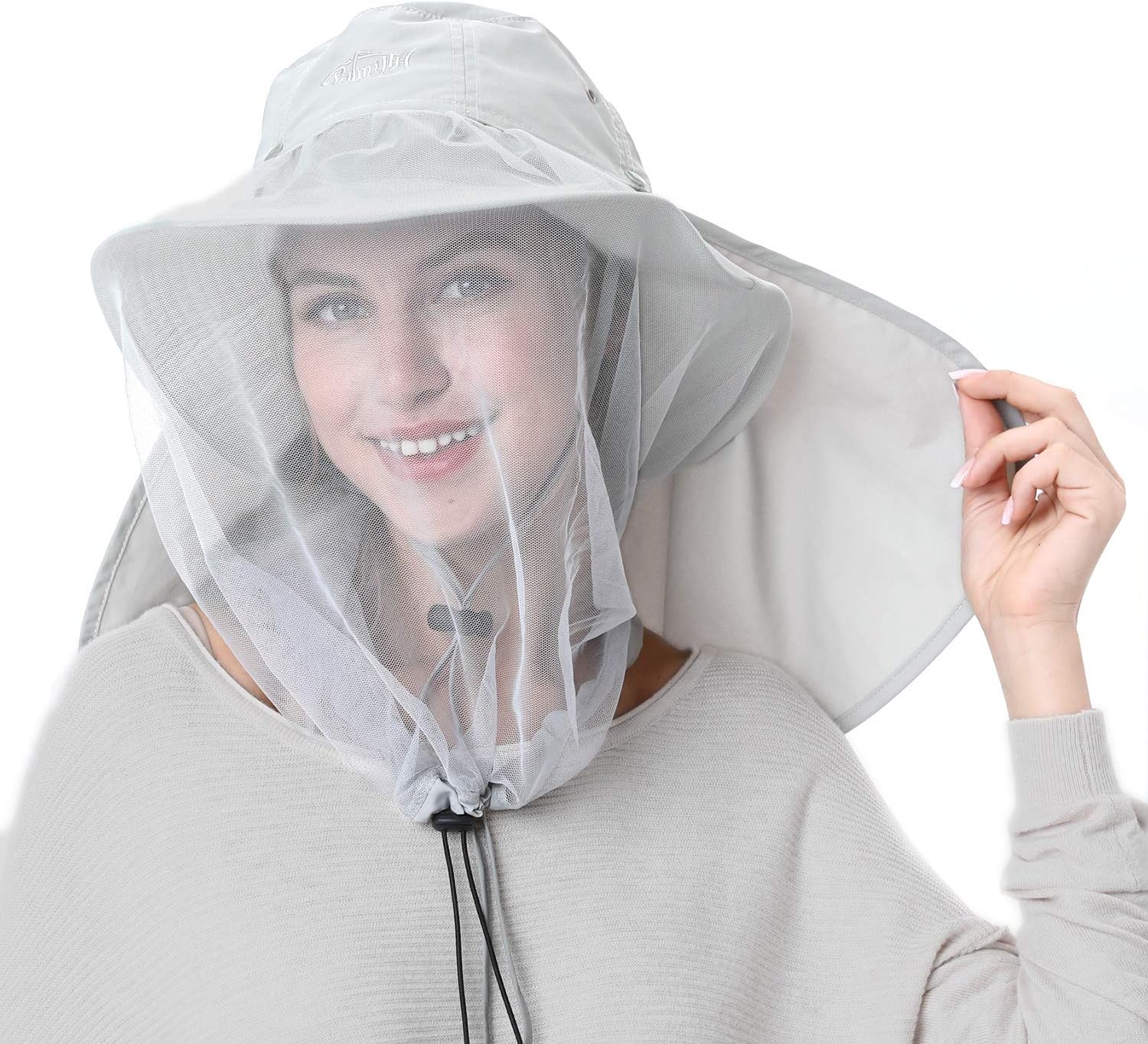 Palmyth Mosquito Head Net Hat Safari Hiking Fishing Hats Sun Protection Water Repellent Bucket Boonie Hats with Removable Neck Flap and Hidden Net UV UPF 50+ from Bug Insect for Men or Women Outdoor