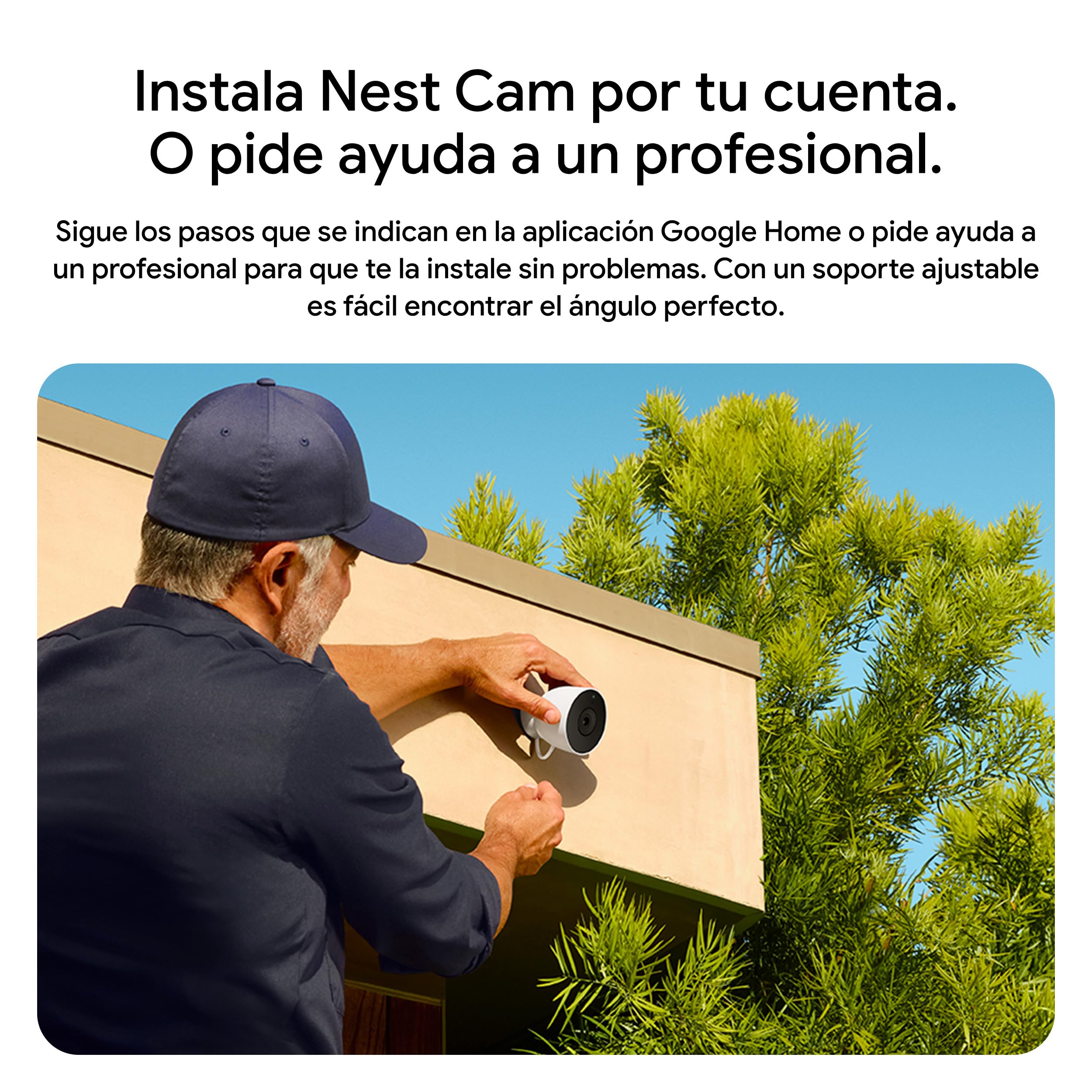 Google Nest CAM Outdoor (con Cable, 2.ª Gen.) - Cámara de Seguridad para Exteriores con vídeo 2K - Funciona con Google Home - Nieve