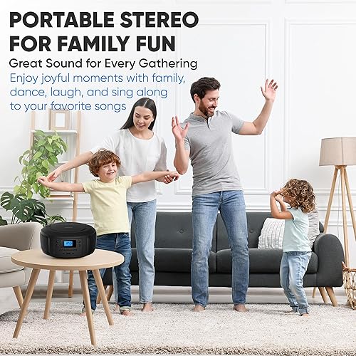 Miniatura 7 de Philips Reproductor de CD portátil con Bluetooth, caja de CD de carga superior con radio FM, puerto USB y entrada auxiliar, diseño compacto y