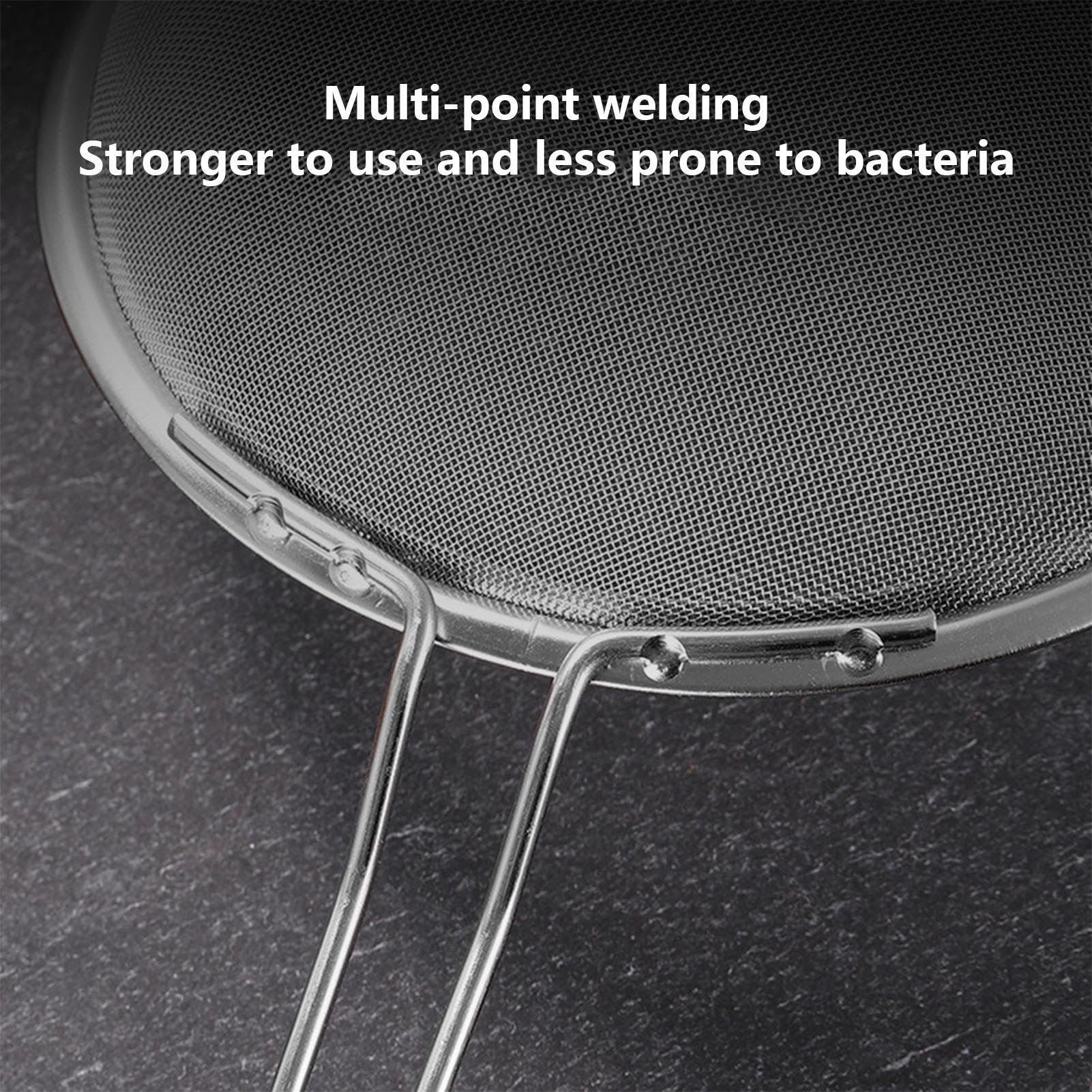 Colino A Rete Fine In Acciaio Inox - Per Farina, Frittura E Filtraggio - Manico Lungo Sicuro