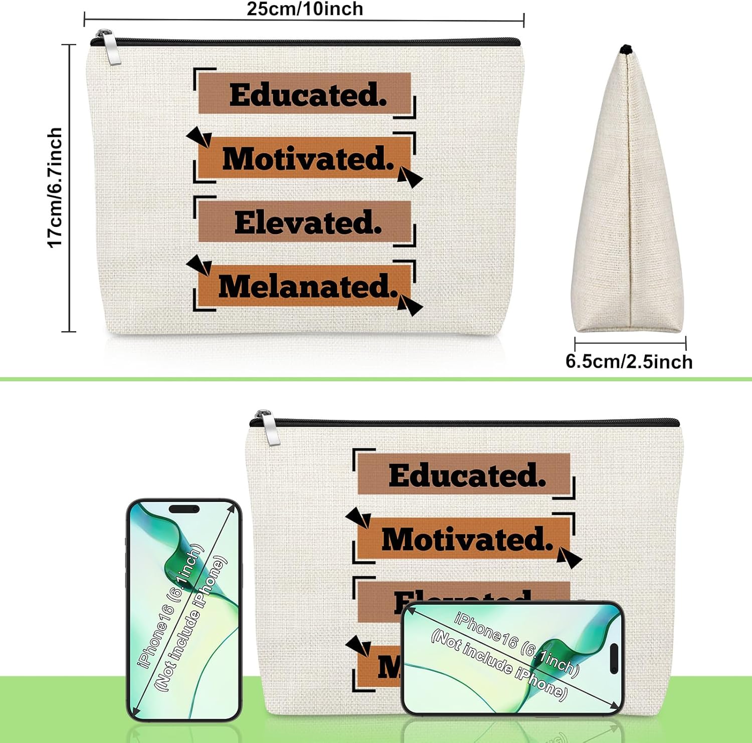 Inspirational Gift for Black Women Makeup Bag African American Gift for Black Lady Women Best Friends Sisters Positive Affirmations Cosmetic Bag Christmas Birthday Presents for Coworker Travel Pouch - Image 2