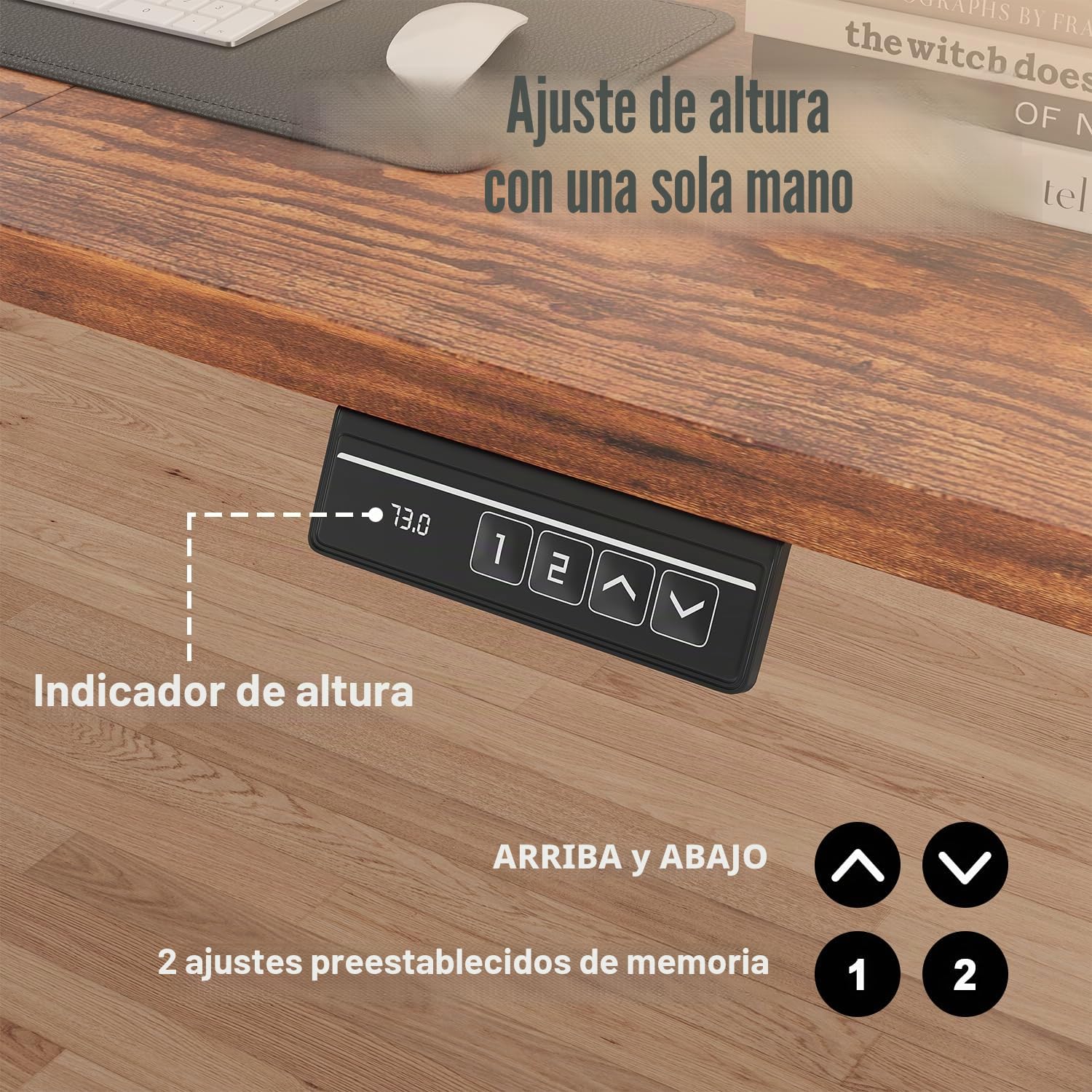 JUMMICO Escritorio Regulable en Altura con Soporte para Monitor, Escritorio de Pie Eléctrico para Oficina en Casa y Gaming, 120 * 60cm, Marrón