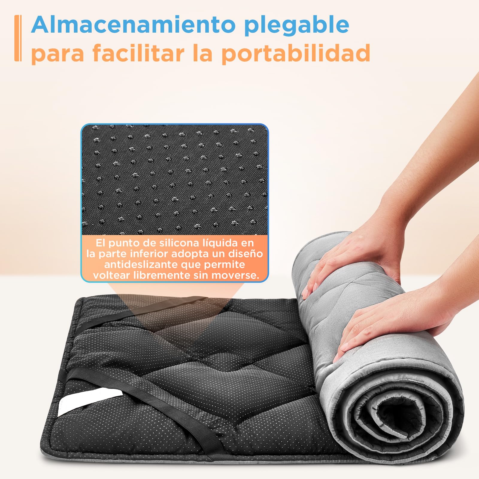 KingCamp - Cubrecolchón de 500 g/m², Relleno Grueso para Cama de Campamento Plegable, colchón de Cama de Campamento y cojín con Doble Sistema Antideslizante, polialgodón Transpirable, Lavable a