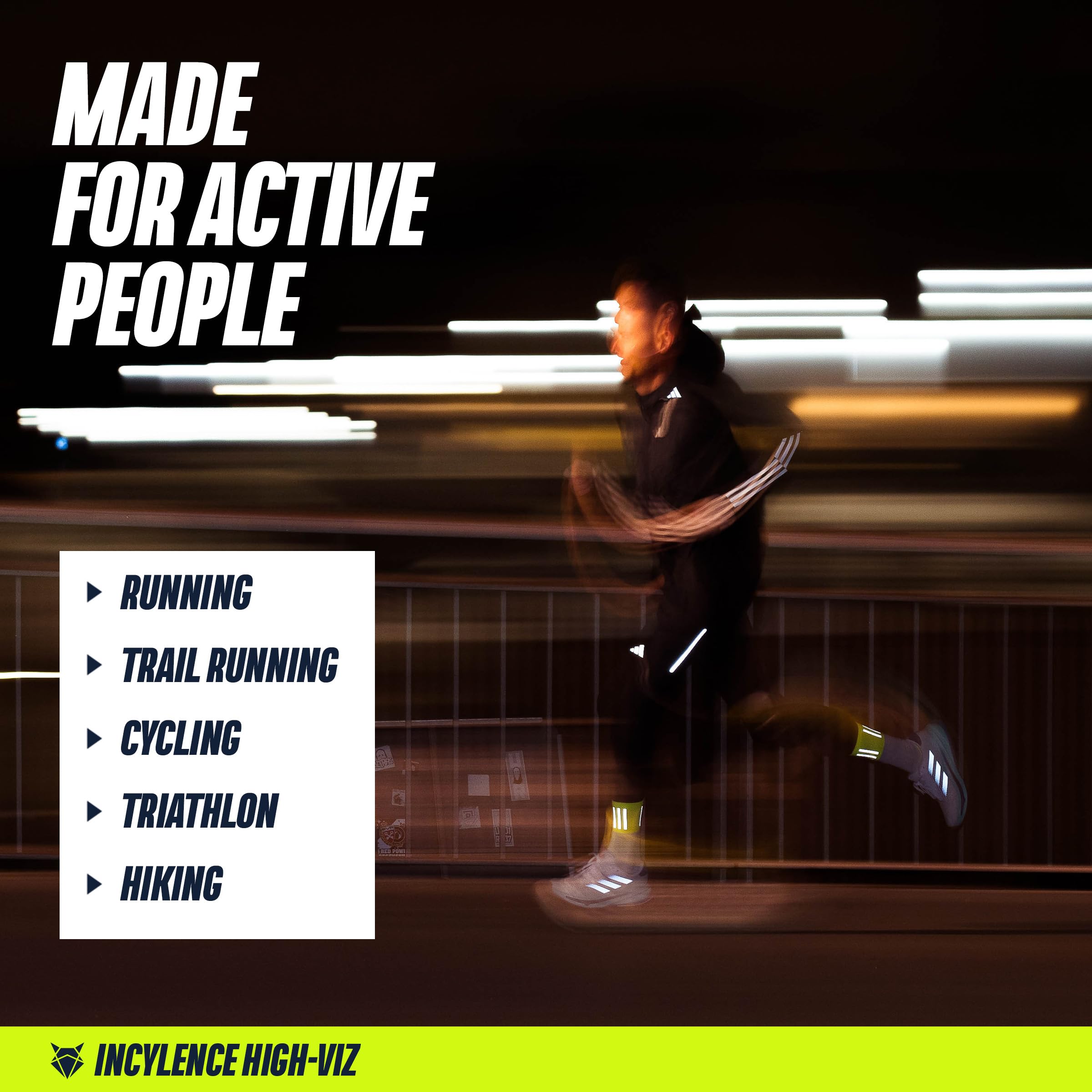 INCYLENCE Chaussettes de course High-Viz avec réflecteurs – Fonctionnelles et respirantes pour une visibilité maximale, 1 paire