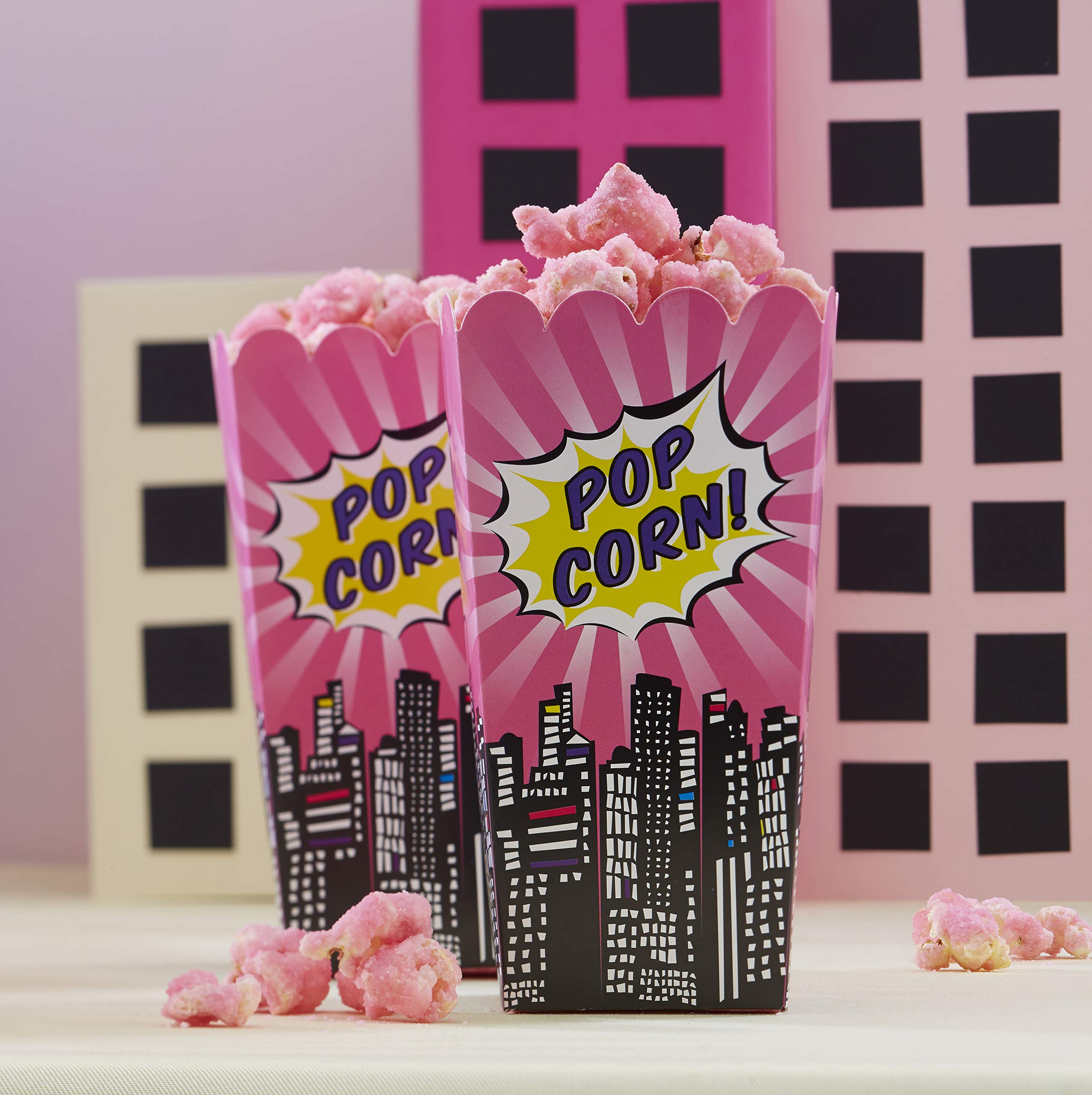 Ginger Ray Pink Popcorn Boxes 8 Pack for Parties Pop Art
