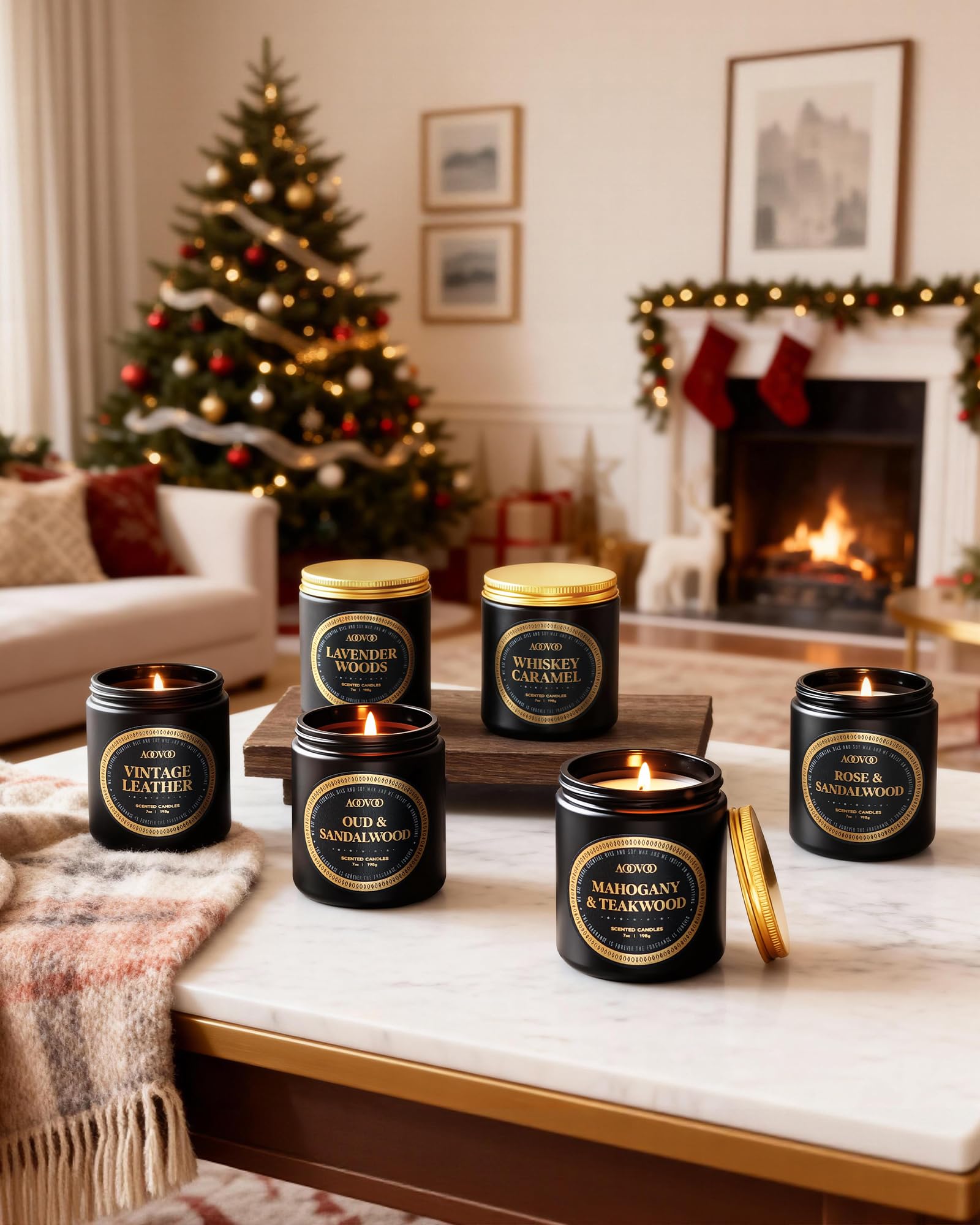 AOOVOO Conjunto de regalo de velas perfumadas - 6 paquetes de hombres velas para el hogar perfumado, vela de soja para los hombres, 42 oz 300 horas de larga duración vela conjunto