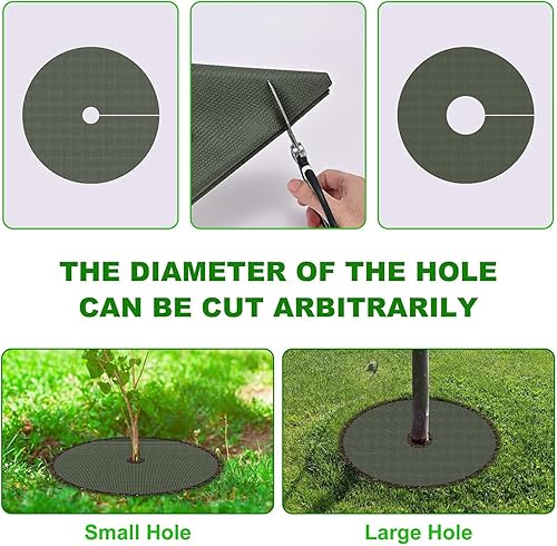 Miniatura 4 de EnonGarden Anillo de mantillo de árbol, tela de barrera de malezas para paisaje, tapetes redondos no tejidos de 20.5 pulgadas, tapete protector de