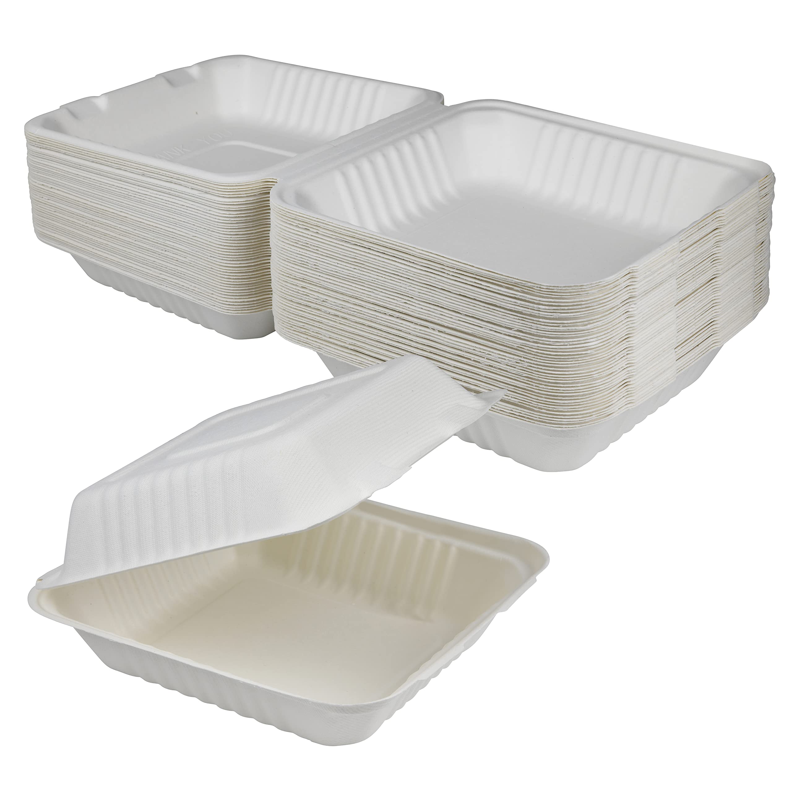 Buy Clamshell To Go Boxes 8 x 8 Inch Compostable Eco Friendly Take