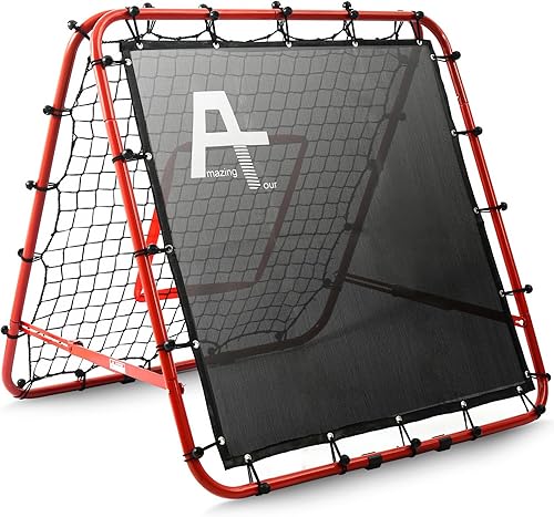 Miniatura 10 de Portería de fútbol ajustable con red de rebote | Entrenador de fútbol de doble ángulo con marco de acero | Red de rebote plegable portátil para