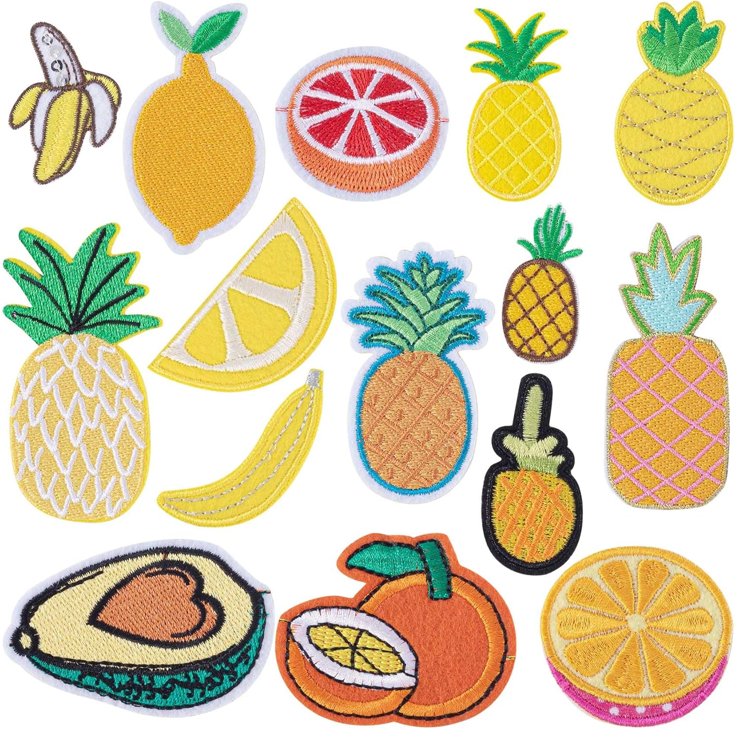 15 parches bordados de frutas, bonitos parches para planchar o coser para alimentos, adecuados para ropa, vestidos, jeans, pantalones, sombreros,