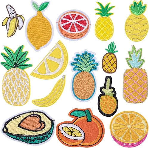 15 parches bordados de frutas, bonitos parches para planchar o coser para alimentos, adecuados para ropa, vestidos, jeans, pantalones, sombreros, disponible en Yaxa Peru