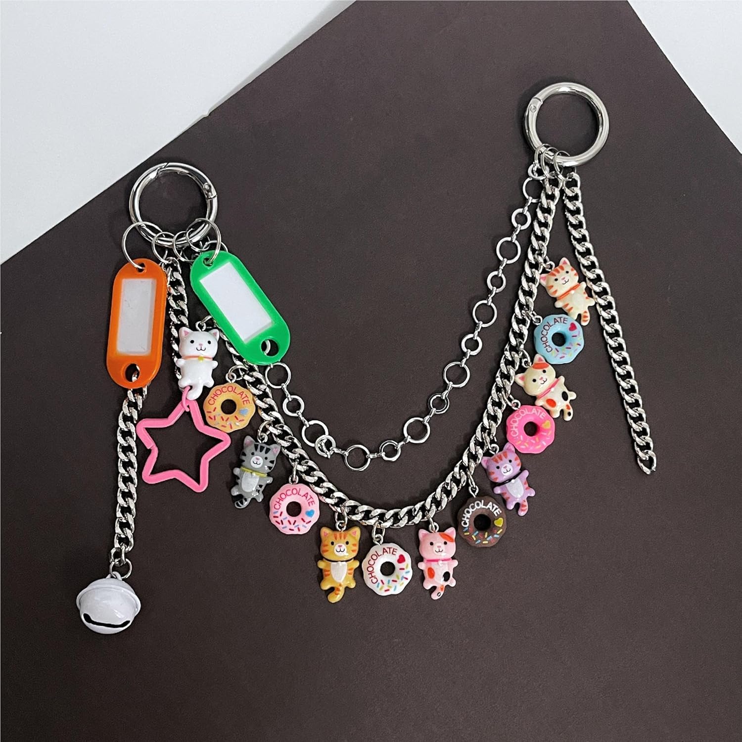 QTMY Cute Doughnut Cat Chain Bag Charms for Handbag Purse Backpack Accessories for Bogg Bag Keychain,673 - Image 3